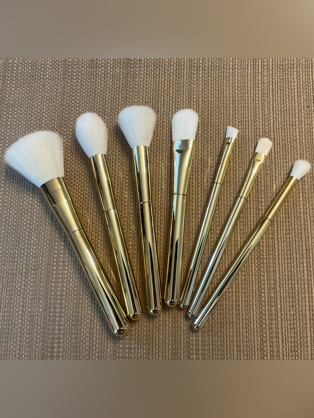 Gold Handle White Bristle Makeup Brush Set